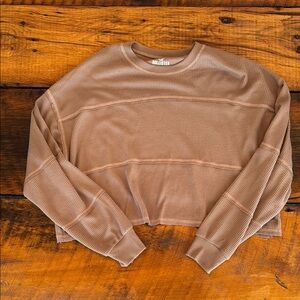 Hollister Tan Ribbed Cropped Top Small
